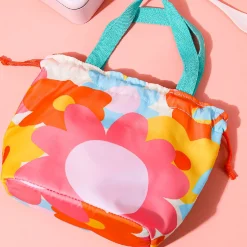 MINISO Borsa Porta Pranzo Fantasia Fiori - Rosa Sale